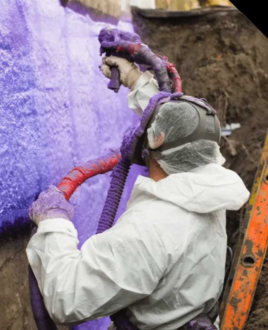 Application d’une membrane d’imperméabilisation sur une fondation